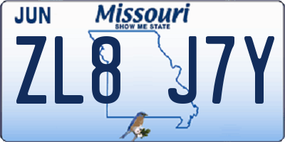 MO license plate ZL8J7Y