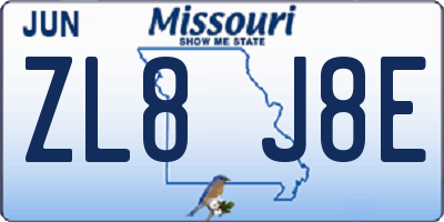 MO license plate ZL8J8E