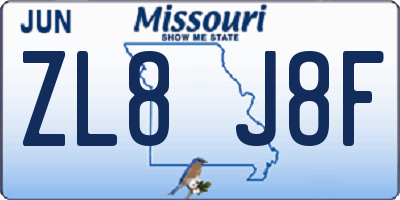 MO license plate ZL8J8F
