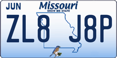 MO license plate ZL8J8P