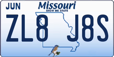 MO license plate ZL8J8S