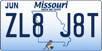 MO license plate ZL8J8T
