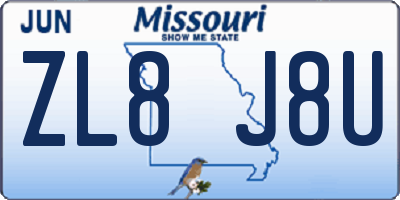 MO license plate ZL8J8U