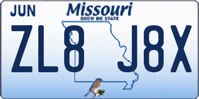 MO license plate ZL8J8X