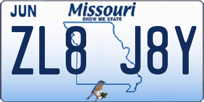 MO license plate ZL8J8Y
