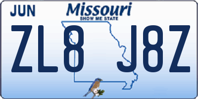 MO license plate ZL8J8Z