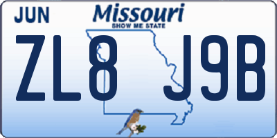 MO license plate ZL8J9B
