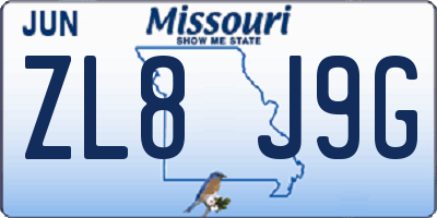 MO license plate ZL8J9G