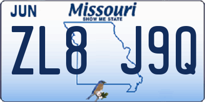 MO license plate ZL8J9Q