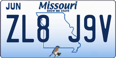 MO license plate ZL8J9V