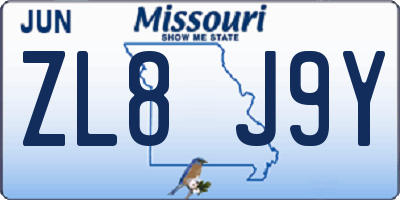 MO license plate ZL8J9Y
