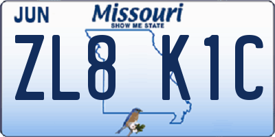 MO license plate ZL8K1C