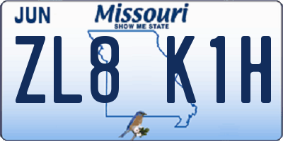 MO license plate ZL8K1H
