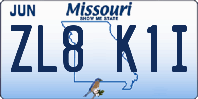MO license plate ZL8K1I