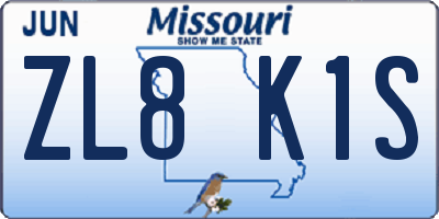 MO license plate ZL8K1S