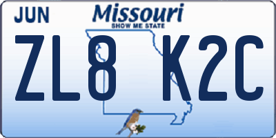 MO license plate ZL8K2C