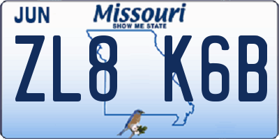 MO license plate ZL8K6B