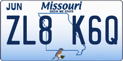 MO license plate ZL8K6Q