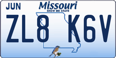 MO license plate ZL8K6V