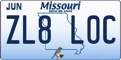 MO license plate ZL8L0C