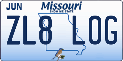 MO license plate ZL8L0G