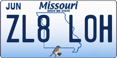 MO license plate ZL8L0H