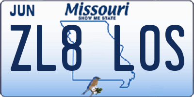 MO license plate ZL8L0S