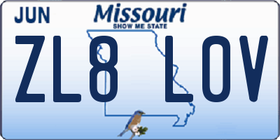 MO license plate ZL8L0V