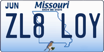 MO license plate ZL8L0Y