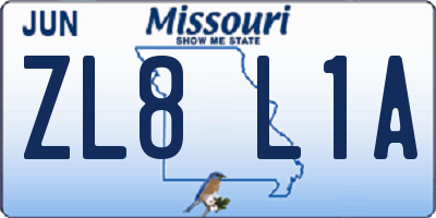 MO license plate ZL8L1A