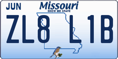 MO license plate ZL8L1B