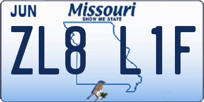 MO license plate ZL8L1F