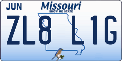 MO license plate ZL8L1G