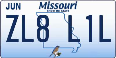 MO license plate ZL8L1L