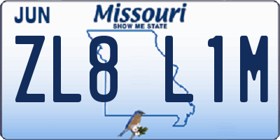 MO license plate ZL8L1M