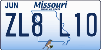 MO license plate ZL8L1O