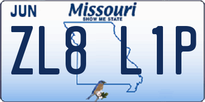 MO license plate ZL8L1P