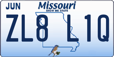 MO license plate ZL8L1Q