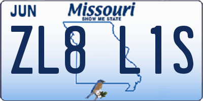 MO license plate ZL8L1S