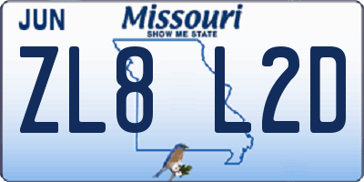 MO license plate ZL8L2D