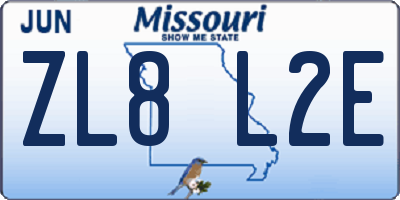 MO license plate ZL8L2E