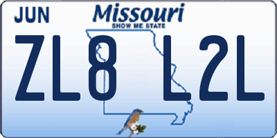 MO license plate ZL8L2L