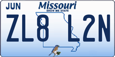 MO license plate ZL8L2N