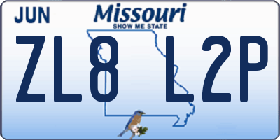 MO license plate ZL8L2P