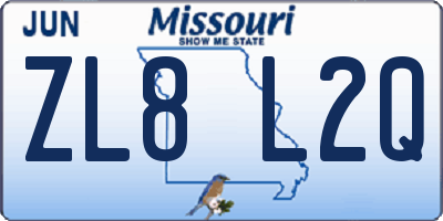 MO license plate ZL8L2Q