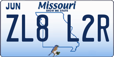 MO license plate ZL8L2R