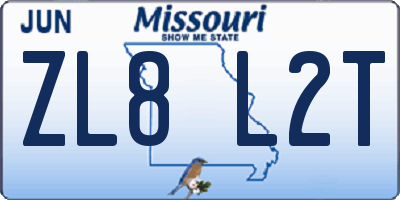 MO license plate ZL8L2T