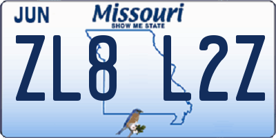 MO license plate ZL8L2Z
