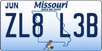 MO license plate ZL8L3B