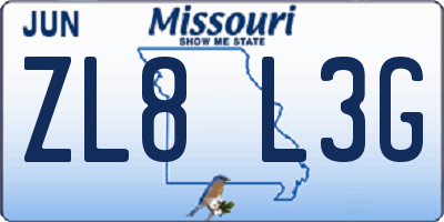 MO license plate ZL8L3G